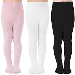 tanzdunsje Mädchen Strumpfhosen Kinder Strickstrumpfhose Baumwolle 3 Pack halten warm von tanzdunsje