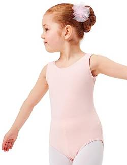 tanzmuster ® Ballettanzug Mädchen ärmellos - Lissy - aus Baumwolle, Ballettbody Kinder Ballett Trikot in ballett-rosa, Größe 116/122 von tanzmuster