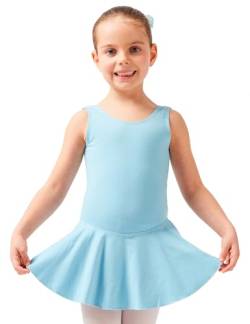 tanzmuster ® Ballettkleidung Ballettkleid Mädchen ärmellos - Nora - aus weichem Baumwollstoff mit Breiten Trägern in hellblau, Größe 116/122 von tanzmuster