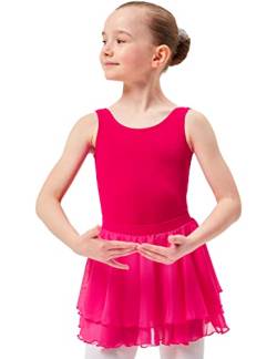 tanzmuster ® Ballettrock Mädchen - Elli - aus Chiffon zum Reinschlüpfen fürs Kinder Ballett in pink, Größe 128/134 von tanzmuster