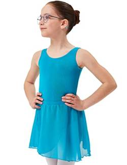 tanzmuster ® Wickelrock Mädchen Ballett - Emily - aus luftigem Chiffon antistatisch Ballettrock mit Gummizug für Kinder in Petrol, Größe:152-158 von tanzmuster