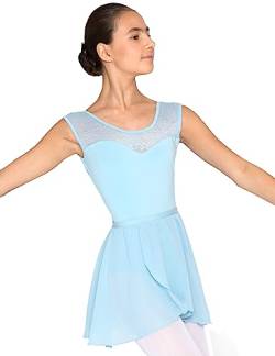tanzmuster ® Wickelrock Mädchen Ballett - Emily - aus luftigem Chiffon antistatisch Ballettrock mit Gummizug für Kinder in hellblau, Größe:164-170 von tanzmuster