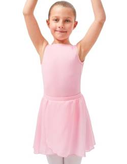 tanzmuster ® Wickelrock Mädchen Ballett - Emily - aus luftigem Chiffon antistatisch Ballettrock mit Gummizug für Kinder in rosa, Größe:152-158 von tanzmuster