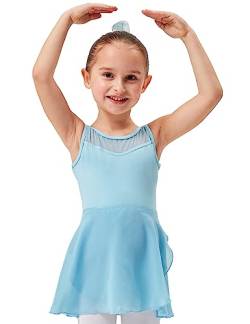 tanzmuster ® Wickelrock Mädchen Ballett - Emma - aus transparentem Chiffon - lockerluftiger Ballettrock zum Binden für Kinder in hellblau, Größe:104/110 von tanzmuster