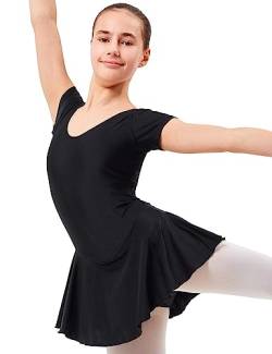 tanzmuster Ballettkleid Mädchen Kurzarm - Marina - glänzendes Lycra - Ballett Trikot für Kinder - schwarz 128/134 von tanzmuster