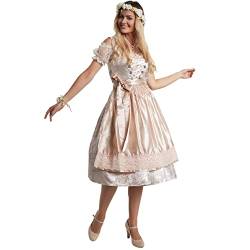 dressforfun 950028 Midi-Dirndl, tailliertes, halblanges Dirndl in Beige und Silber, feine Schnürung mit Strasssteinen (S | Nr. 304630) von tectake