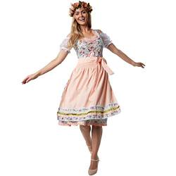 dressforfun 950029 Midi-Dirndl, halblanges Dirndl mit farbenprächtigem Blumenmuster, Filigrane Schnürung auf der Vorderseite (XXL | Nr. 304639) von tectake