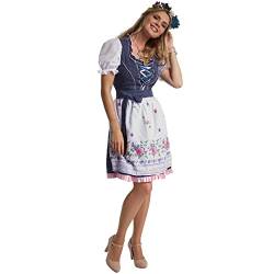 dressforfun 950035 Mini-Dirndl, tailliertes, kurzes Dirndl in dunklem Blau, Filigrane Schnürung mit Strasssteinen (L | Nr. 304667) von tectake