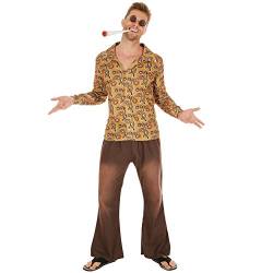 dressforfun Herrenkostüm Hippie John | Lässige Hose in Jeansoptik mit Gummizug | Bequem und karnevalstauglich | Cooles Hippie-Outfit (M | Nr. 300963) von tectake