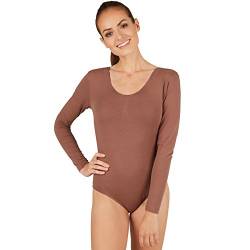 tectake dressforfun Damen Langarm-Body mit Rundhals Ausschnitt (XXL | Braun | Nr. 301294) von tectake