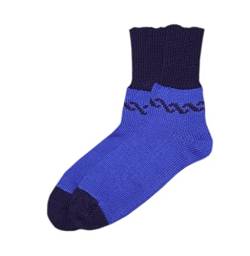 tevirP Socken 100% Merinowolle Erwachsene Herren Damen Unisex gestrickt warm Gr. S, Himmelblau/Dunkelblau von tevirP