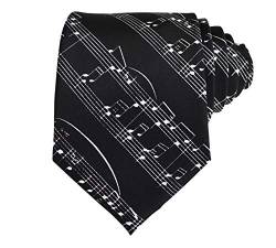 thb Richter Krawatte/Necktie mit Musiknoten Notenschlüsse für Musikveranstaltungen/Chor/Musiker (Krawatte - Schwarz) von thb Richter