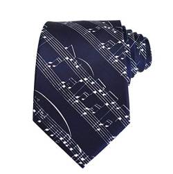 thb Richter Krawatte/Necktie mit Musiknoten Notenschlüssel für Musikveranstaltungen/Chor/Musiker (Krawatte - Navy) von thb Richter