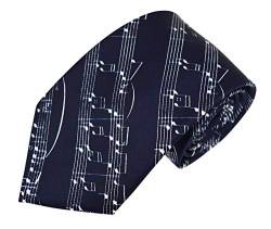 thb Richter Krawatte Necktie mit Musiknoten Notenschlüsse für Musik-Veranstaltungen Chor Music Choir (Navy) von thb Richter