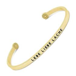 SIMPLE PLEDGE | Lebe Liebe Lache Armreif | Armband Damen mit Gravur in Silber, Gold, Roségold | Perfekt als Schmuck Geschenk | Schwarze Gravur von the simple pledge