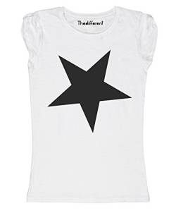 New T-Shirt für Damen, Flamme, schwarzer Stern, Mode, Geschenkidee, modTDF124-x-large-bianco, Weiß, modTDF124-x-large-bianco X-Large von thedifferent