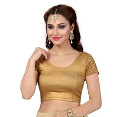TMS Damen Blusen Fertig Gold Stretchable Saree Crop Top Choli Freie Größe Sparkling - Gold - Einheitsgröße von themilestocks