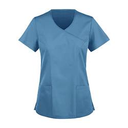 thuthu Kasack Damen Pflege Schlupfhemd Bluse Kurzarm V-Ausschnitt Einfarbig Uniform Berufsbekleidung Krankenschwester Kleidung Kasack Große Größen Uniformen Kittel Damen Berufskleidung von thuthu