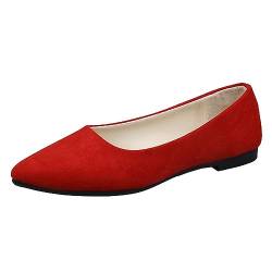 ticticlily Ballerinas Damen Elegant Ballerina Bequeme Slip Ons Flach Weiches Bequeme A Rot 42 von ticticlily