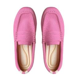 ticticlily Ballerinas Damen Frauen Ballett Slip On Flache Schuhe Strickkleid Schuhe Runde Zehe Low Wedge Ballerina Walking Loafers Mesh Schuhe für Frau Casual Komfort A Rosa 43 EU von ticticlily