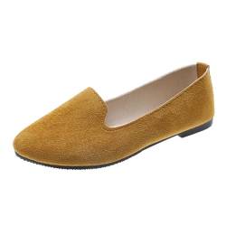 ticticlily Ballerinas in Lederoptik Damen Ballet Flat Elegant Flache Schuhe Weiches Bequeme Frauen Flats A Gelb 43 EU von ticticlily