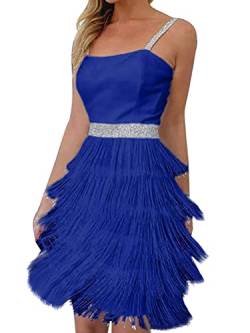 ticticlily Ballkleid Fransen Damen Paillettenkleid Abendkleid Frauen Abschlussballkleid Stretchy Glitzerkleid Party Club Kleid Cocktailkleid Kleider Fransenkleid Hochzeit A Blau M von ticticlily