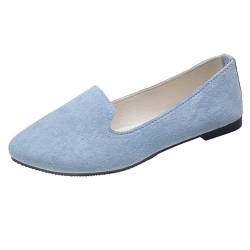 ticticlily Damen Ballerina Bequeme Slip Ons Flach Bequem Walking Ballerina Schuhe Spitze Zehenpartie rutschfest Niedriger Absatz Schuhe Casual Loafer Schuh A Hellblau 35 EU von ticticlily