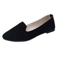 ticticlily Damen Ballerina Bequeme Slip Ons Flach rutschfest Niedriger Absatz Casual Schuhe Stilvolle Ballerina Pumps Schuhe Bequeme Hochzeit Party Schuhe A Schwarz 40 EU von ticticlily