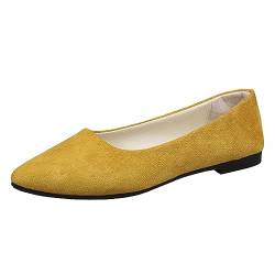 ticticlily Damen Ballerina Bequeme Slip Ons Weite Flach Schuhe für Frau Klassische Weiche Schuhe Ballerinas A Gelb 43 von ticticlily