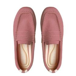 ticticlily Damen Ballerinas Slip On Knit Kleid Schuhe Pumps Flache Schuhe Runde Zehe Walking Flats Schuhe für Frauen Bequem Weich A Dunkelrosa 39 EU von ticticlily