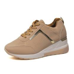 ticticlily Damen Keilabsatz Plateau Freizeitschuhe Mode Sneaker A Braun 38 EU von ticticlily