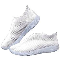 ticticlily Damen Mesh Slip On Sneakers Walking Outdoor Gym Bequem Leichte Atmungsaktiv Freizeitschuhe Sportschuhe A Weiß 41 EU von ticticlily