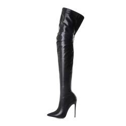 ticticlily Damen Overknee High Heels Plateau Stiefel Winter Lange Stiefel Mit Reißverschluss Oberschenkel Hohe Schuhe Stiletto Lang Boots A Schwarz 38 von ticticlily