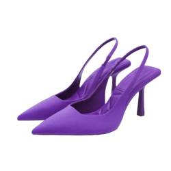 ticticlily Damen Sandaletten Slingback Kitten Heel Spitz Zehen Kleid Pumps Schuhe A Violett 38 EU von ticticlily