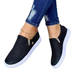 ticticlily Damen Slip On Sneaker Strass Leichte Atmungsaktiv Flats Freizeitschuhe Turnschuhe Bequem Outdoor Walking Schuhe B Schwarz 41 EU von ticticlily