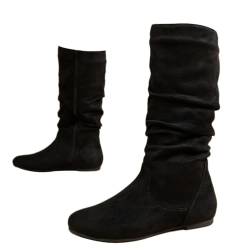 ticticlily Damen Stiefel Worker Langschaft Boots mit Blockabsatz Profilsohle D Schwarz 42 EU von ticticlily