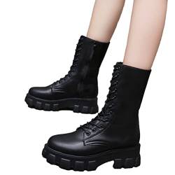 ticticlily Damen Stiefeletten Frauen Stiefel Plateau Kurzschaft Hohe Plateau Schuhe Bequem Winter Warm Motorradstiefel B Schwarz 38 EU von ticticlily