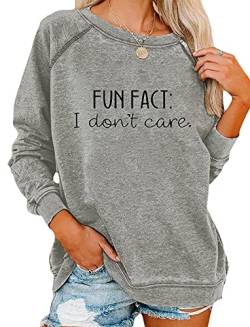 ticticlily Damen Sweatshirt Rundhals Pullover Casual Elegant Langarmshirts Baumwolle Lässiges Pulli Herbst Winter T-Shirts Hemd Grau XL von ticticlily