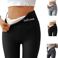 ticticlily Damen Thermoleggins Jogginghose Thermo Freizeithose Elastische Winter Thermal Pants Fleece Sweatpants Gefüttert Warm Frauen Dicke Strumpfhose Warme Leggings Hose A Schwarz S von ticticlily