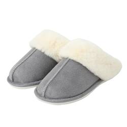 ticticlily Hausschuhe Damen Flauschige Plüsch Geschlossen Winter Warme Pantoffeln Frauen Fussbett Hause Slippers Rutschfest Feste Sohle Hüttenschuhe Indoor Outdoor A Grau 38/39 EU von ticticlily