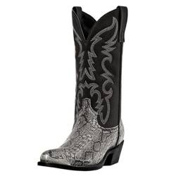 ticticlily Herren Western Cowboystiefel Vintage Motorradstiefel Winter Männer Leder Kurzschaft Stiefel Unisex Erwachsene Reiterstiefel Arbeitsstiefel A Silber 45 EU von ticticlily