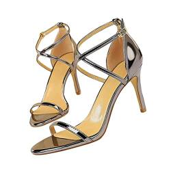 ticticlily High Heels für Damen Sommer Mode Sandalen Open Toe Stiletto Sandalen mit Offenem Zeh Party Schuhe Abendschuhe B Bronze 38 EU von ticticlily