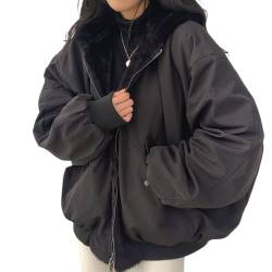 ticticlily Jacke Damen Winter Sherpa Fleece Plüsch Auf Beiden Seiten Parka mit Kapuze Fleecejacken Pullover Hoodie Winterjacken Wintermantel Outdoorjacke A Schwarz M von ticticlily