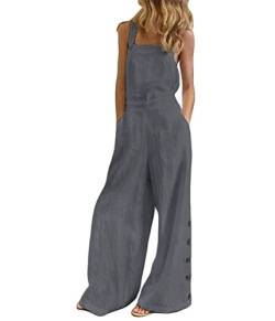 ticticlily Overalls Damen Elegant Jumpsuits Sommer Lose Lange Hosen Casual Latzhosen für Damen Rompers Playsuits Hosenanzug Große Größen A Grau M von ticticlily