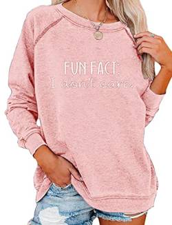 ticticlily Pullover Hoodie Damen Sweatshirt Briefe Drucken Langarm Rundhals Warm Pulli Lässiges Sweatshirts Oberteile Modern Tops Rosa L von ticticlily