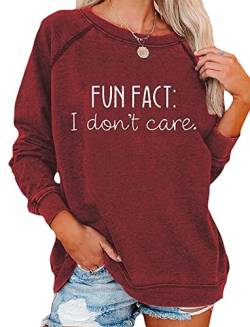 ticticlily Pullover Hoodie Damen Sweatshirt Briefe Drucken Langarm Rundhals Warm Pulli Lässiges Sweatshirts Oberteile Modern Tops Rot L von ticticlily