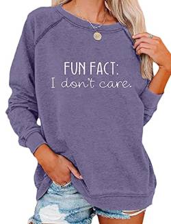 ticticlily Pullover Hoodie Damen Sweatshirt Briefe Drucken Langarm Rundhals Warm Pulli Lässiges Sweatshirts Oberteile Modern Tops Violett L von ticticlily