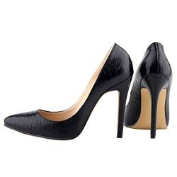 ticticlily Pumps Damen Elegante Klassische High Heels Spitze Pumps Serpentin Stiletto Party Hochzeit A Schwarz 39 EU von ticticlily