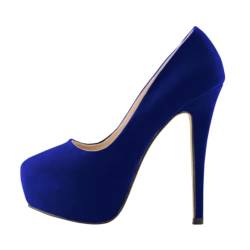 ticticlily Pumps Damen wasserdichte Plateau High Heels Stilettos Abendschuhe Pumps Dress Hoher Absatz Blau 39 EU von ticticlily