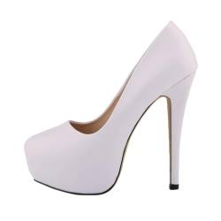 ticticlily Pumps Damen wasserdichte Plateau High Heels Stilettos Abendschuhe Pumps Dress Hoher Absatz Weiß 39 EU von ticticlily